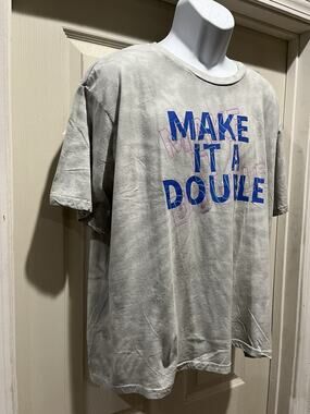 NWT Cabana By Crown & Ivy Gray Blue "Make It A Double" T-Shirt Unisex Size XXL